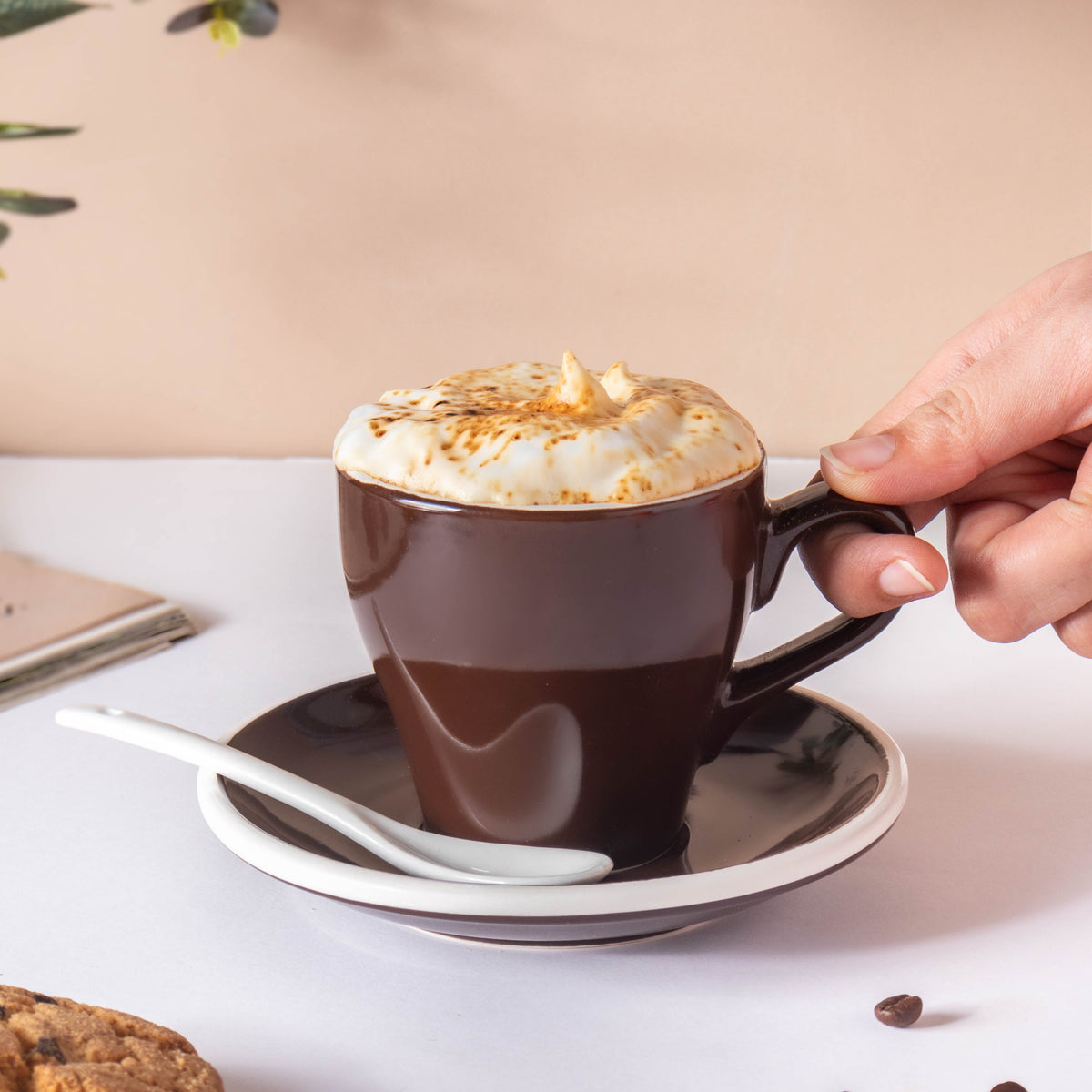 Glazed Ceramic Brown Cup Set 150 ml Nestasia