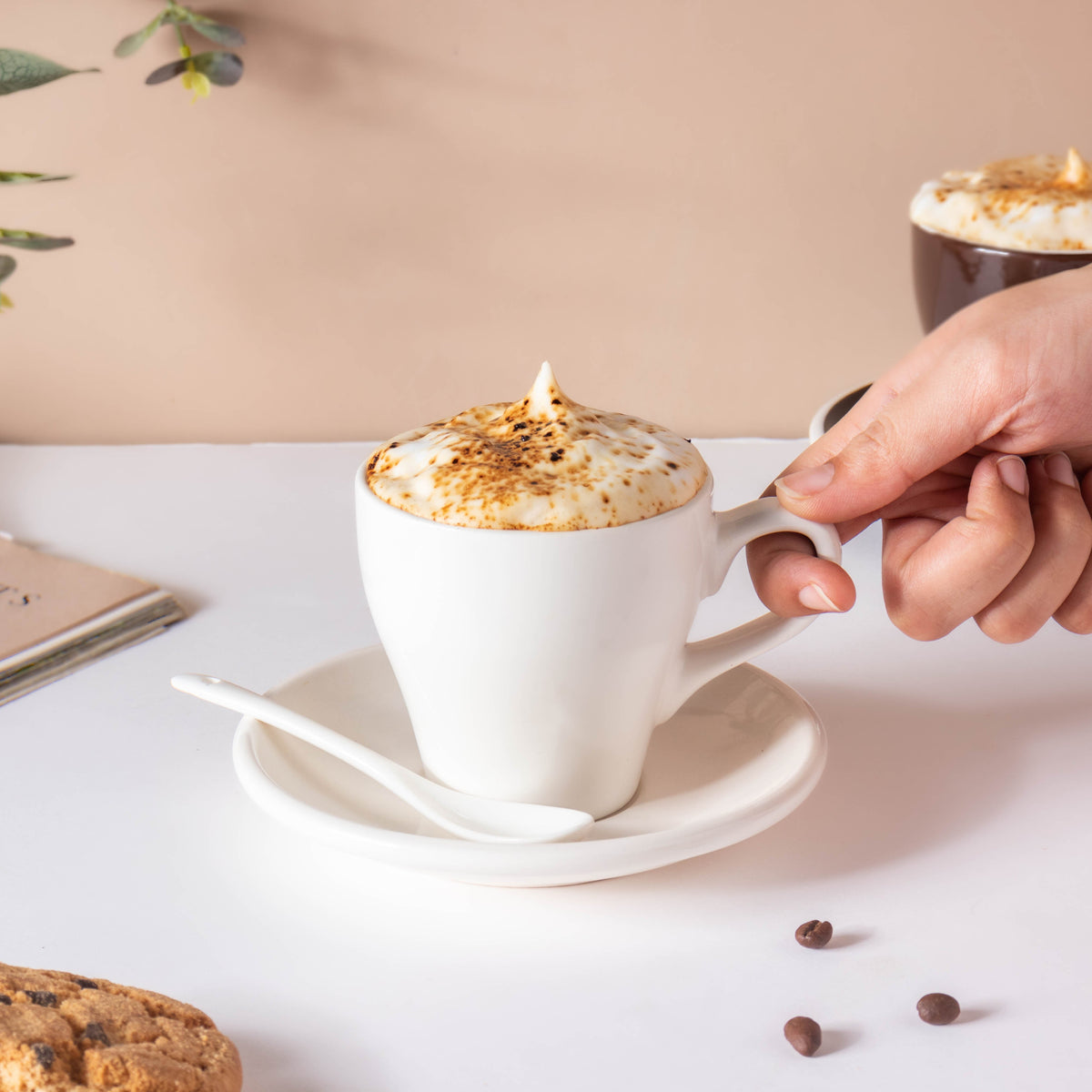 Glazed Ceramic White Cup Set 150 ml Nestasia