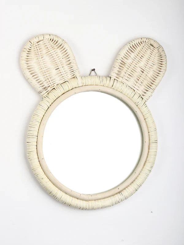 Rustic Handmade Rattan Wall Mirror for Bedroom, Bathroom, or Hallway Accent