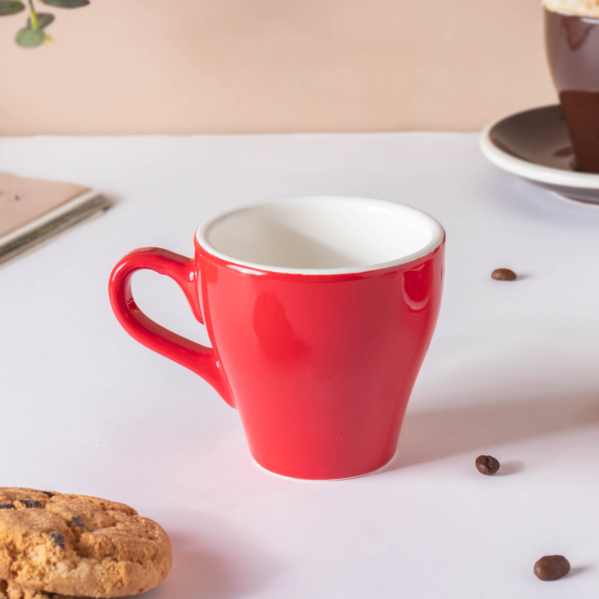 Glazed Ceramic Red Cup Set 150 ml Nestasia