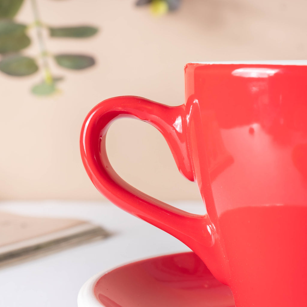 Glazed Ceramic Red Cup Set 150 ml Nestasia