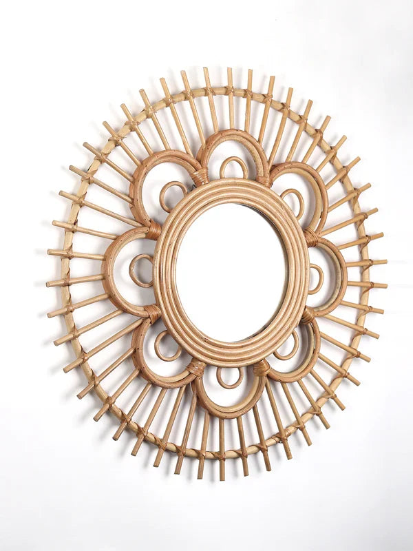 Decorative Handwoven Rattan Mirror for Modern and Minimalist Homes