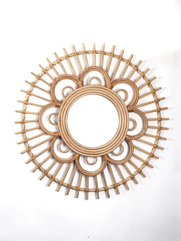 Decorative Handwoven Rattan Mirror for Modern and Minimalist Homes