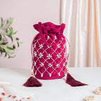 Phulvari Velvet Potli Bag Maroon Nestasia