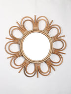 Handcrafted Rattan Wall Mirror for Rustic and Bohemian Home Decor