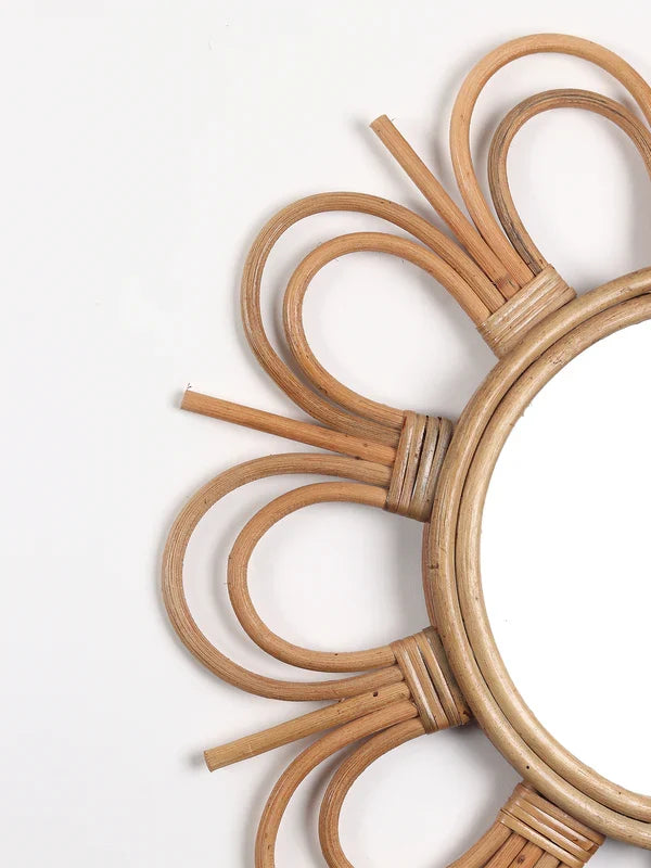 Handcrafted Rattan Wall Mirror for Rustic and Bohemian Home Decor