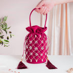 Phulvari Velvet Potli Bag Maroon Nestasia