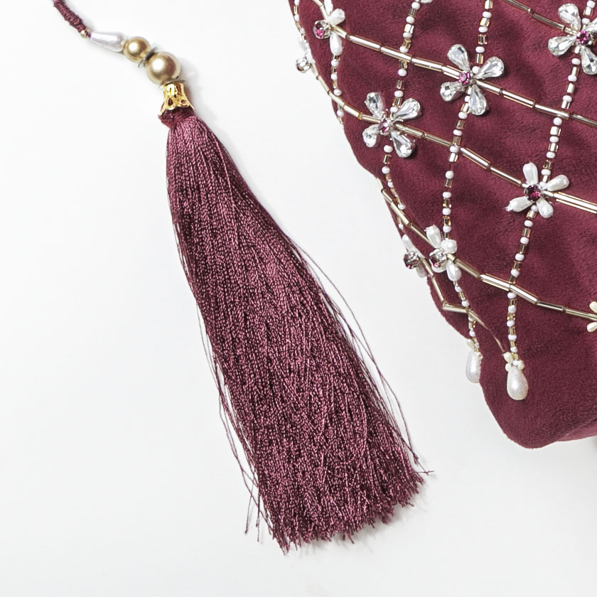 Phulvari Velvet Potli Bag Maroon Nestasia