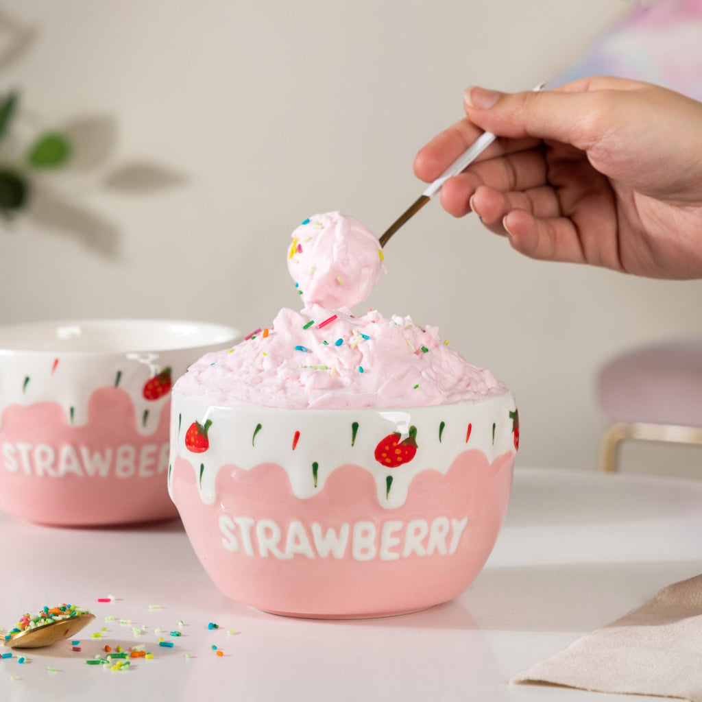 Light Pink Strawberry Side Bowl Set Of 2 400 ml Nestasia