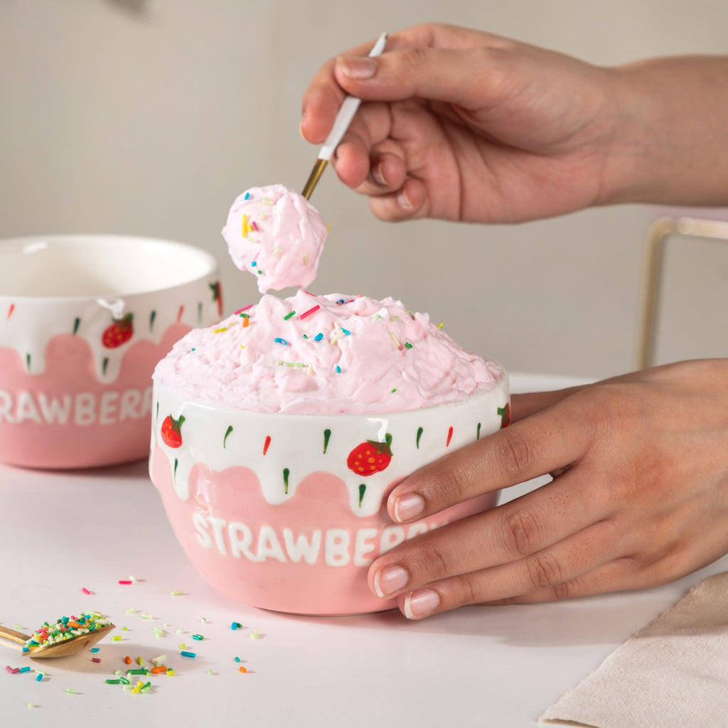 Light Pink Strawberry Side Bowl Set Of 2 400 ml Nestasia