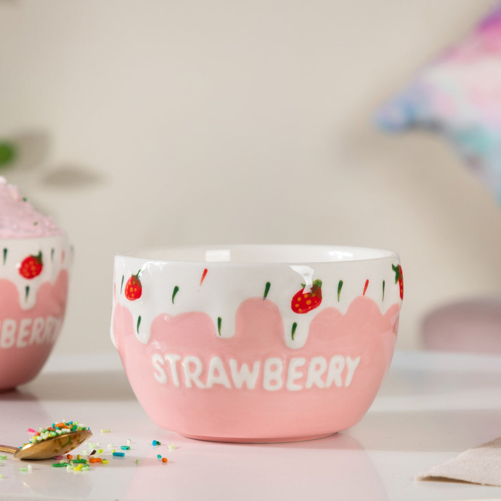 Light Pink Strawberry Side Bowl Set Of 2 400 ml Nestasia