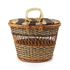 Rustic Wicker Picnic Basket with Lid for Family Meals & Travel