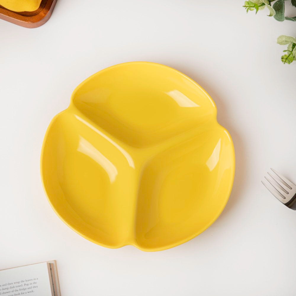 Ceramic Round Section Plate Yellow Nestasia