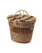 Rustic Wicker Picnic Basket with Lid for Lunch, Snacks & Beach Outings