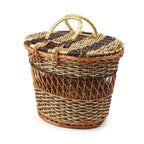 Rustic Wicker Picnic Basket with Lid for Family Meals & Travel