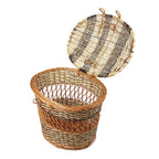 Rustic Wicker Picnic Basket with Lid for Family Meals & Travel