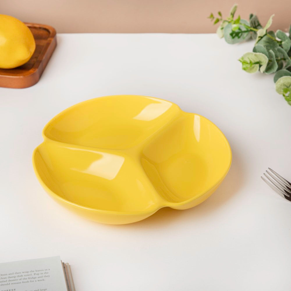 Ceramic Round Section Plate Yellow Nestasia