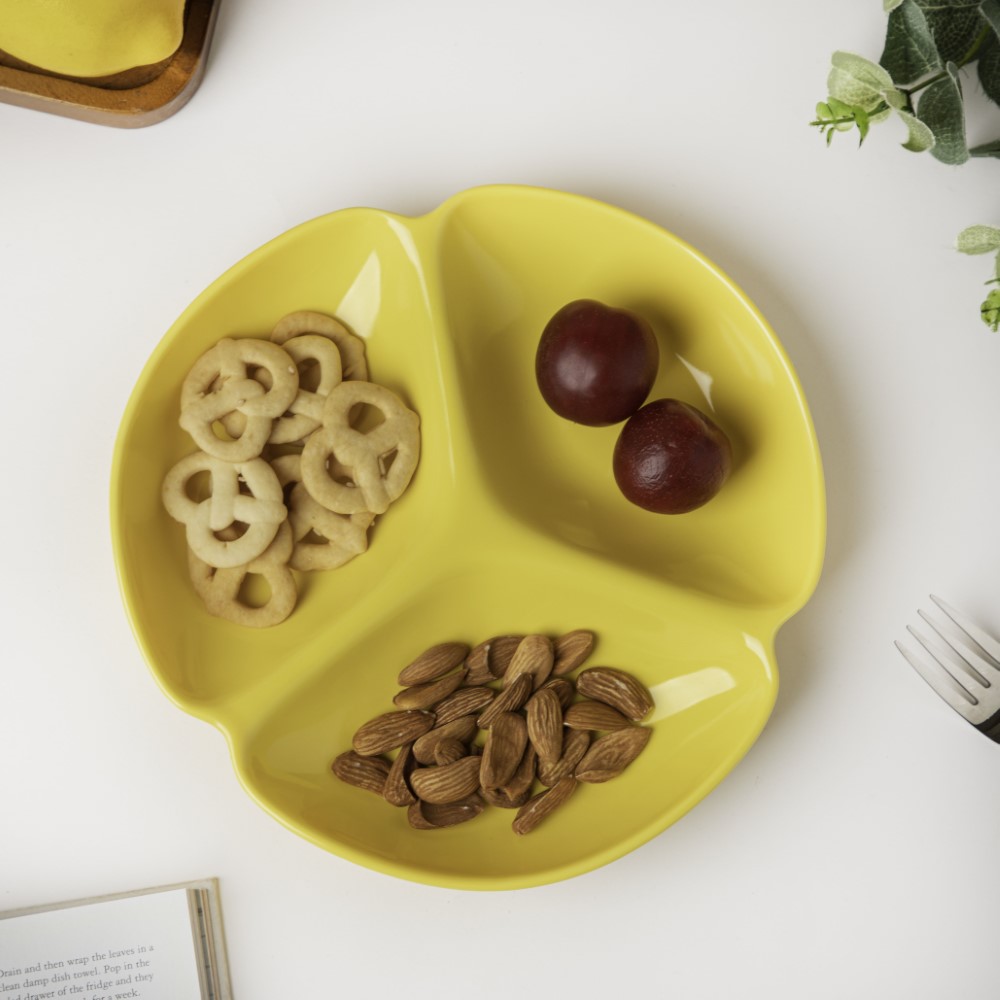 Ceramic Round Section Plate Yellow Nestasia