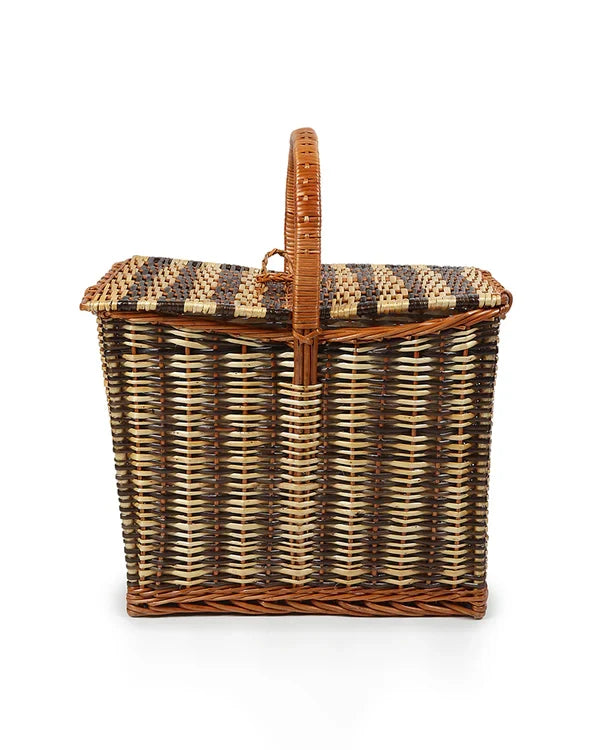 Handwoven Wicker Picnic Basket for Outdoor Dining, Travel & Family Fun