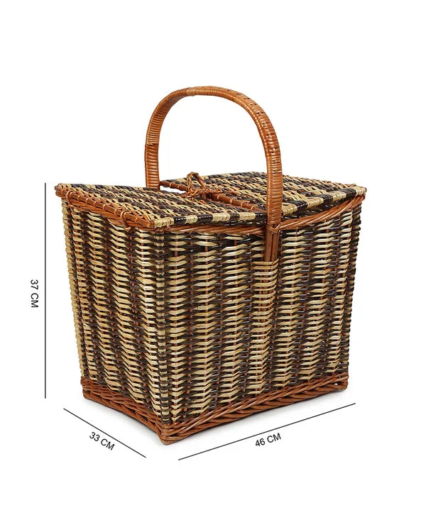 Handwoven Wicker Picnic Basket for Outdoor Dining, Travel & Family Fun