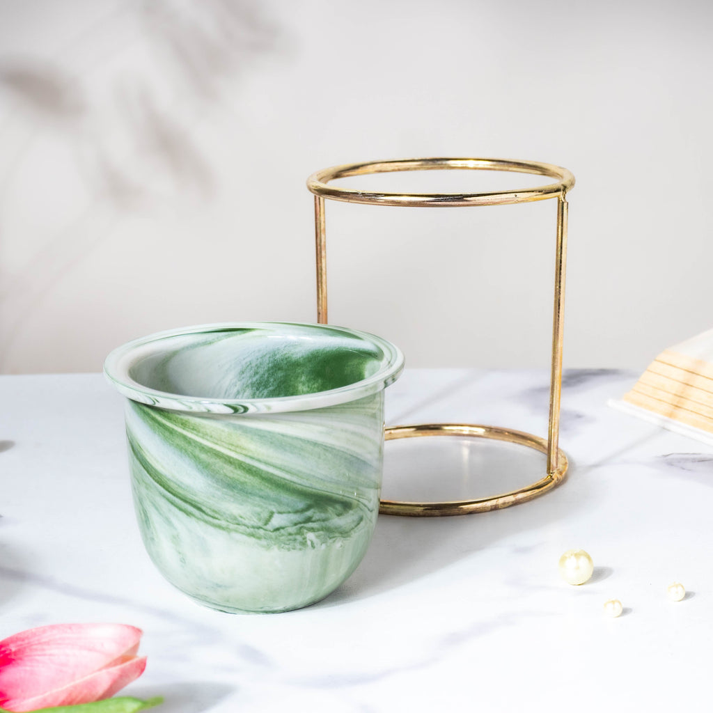 Botanica Marble Green Planter with Stand Nestasia