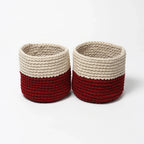 Set of 2 Basket Woven Cotton for Indoor Plants & Everyday Storage