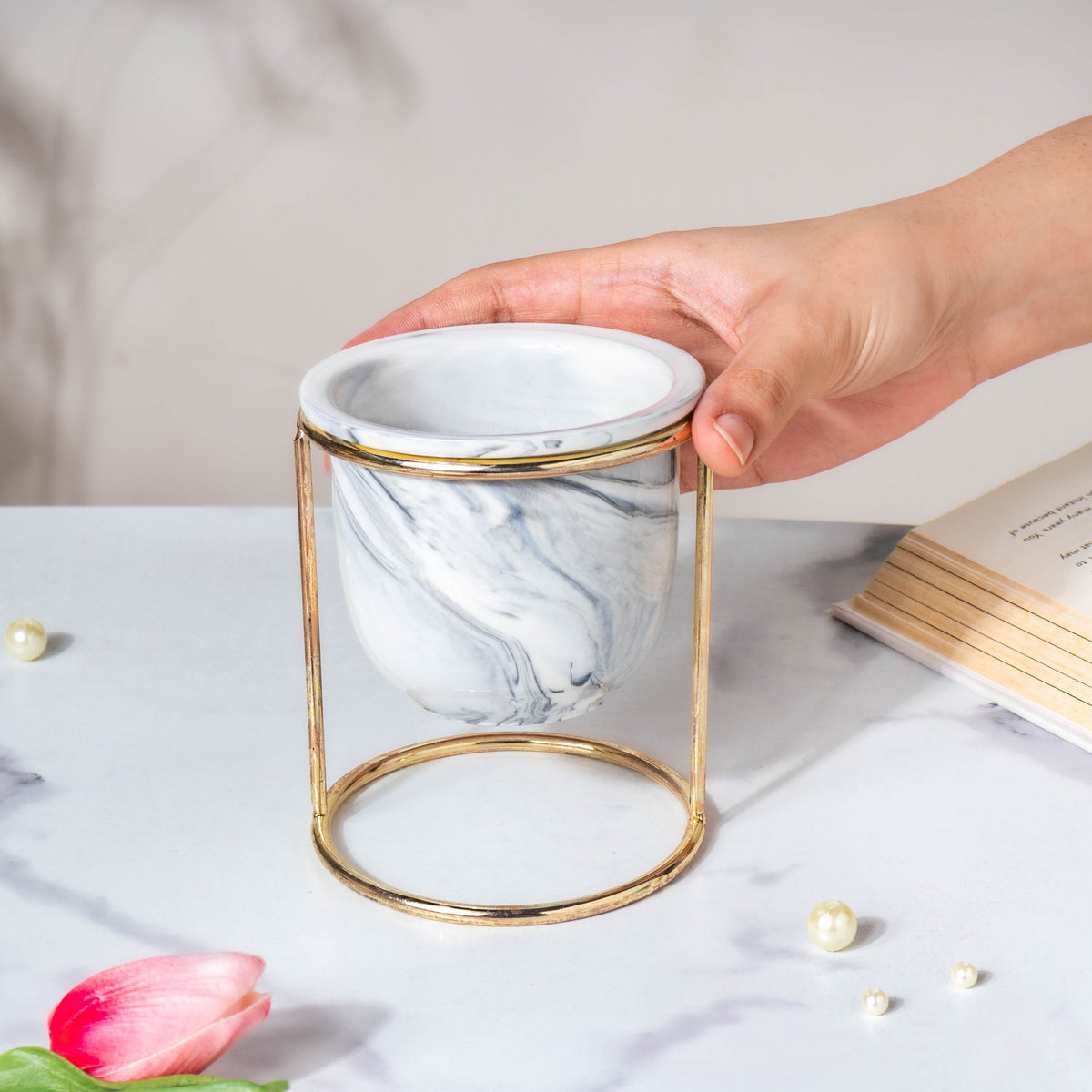 Botanica Marble Grey Planter with Stand Nestasia