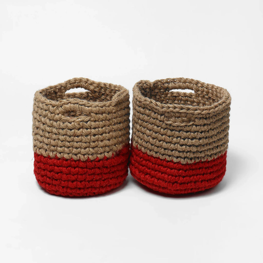 Set of 2 Jute Basket with Handles – Perfect for Plants & Storage