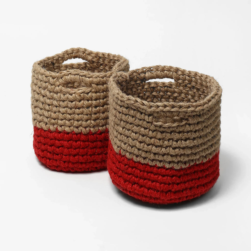 Set of 2 Jute Basket with Handles – Perfect for Plants & Storage