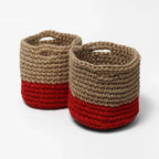 Set of 2 Jute Basket with Handles – Perfect for Plants & Storage