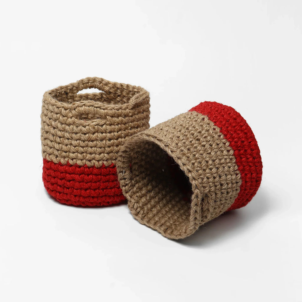 Set of 2 Jute Basket with Handles – Perfect for Plants & Storage