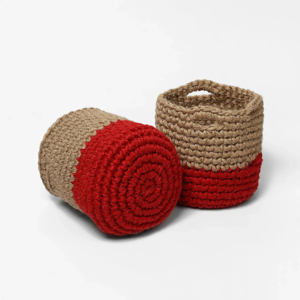 Set of 2 Jute Basket with Handles – Perfect for Plants & Storage