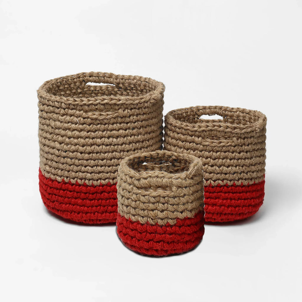 Set of 3 Jute Storage Basket for Toys, Towels, or Indoor Plants