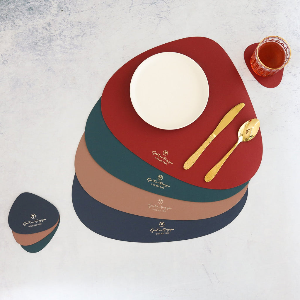 Maroon Leather Dinner Mat Set of 4 Nestasia