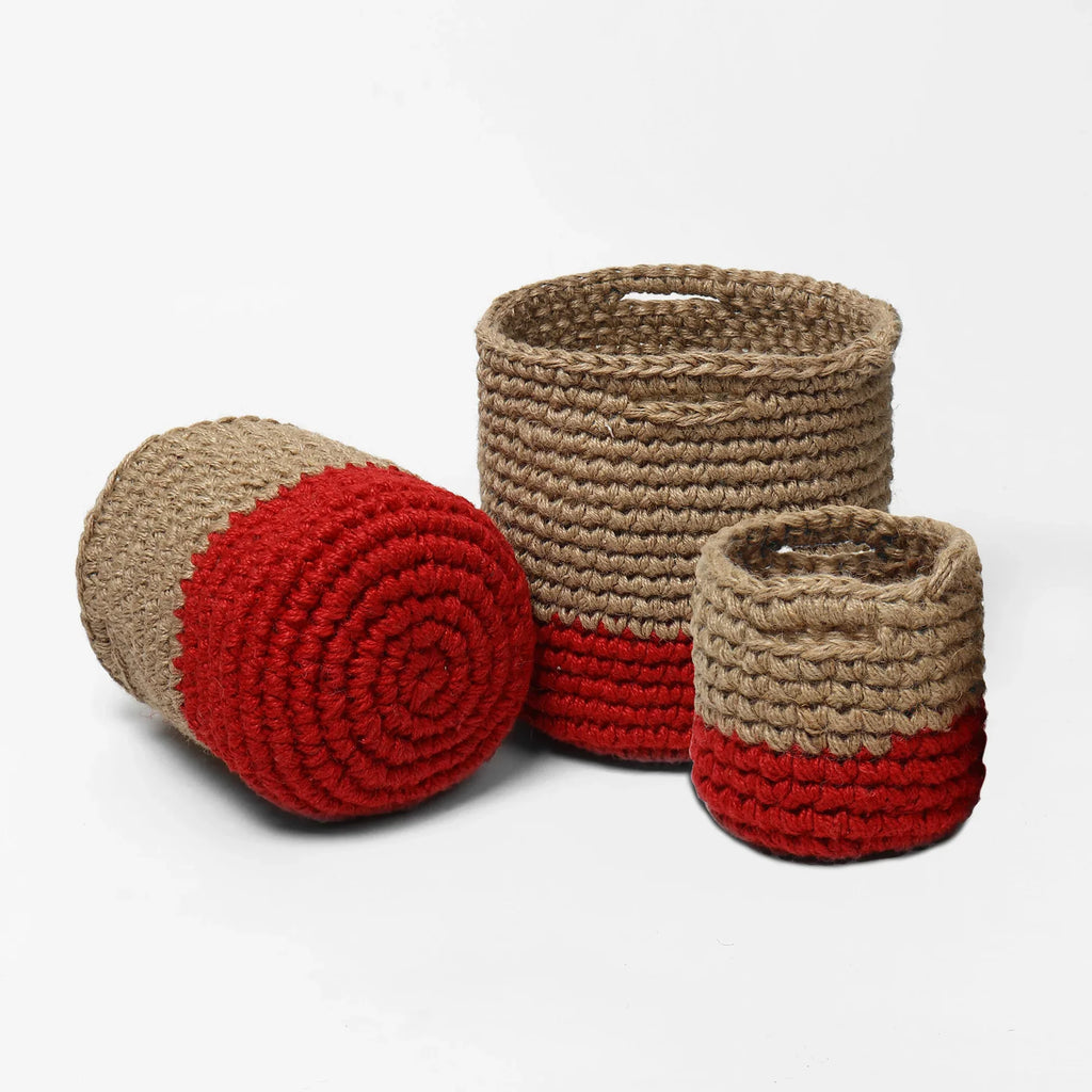 Set of 3 Jute Storage Basket for Toys, Towels, or Indoor Plants