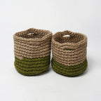 Compact Set of 2 Jute Basket for Plants, Toys, or Towels