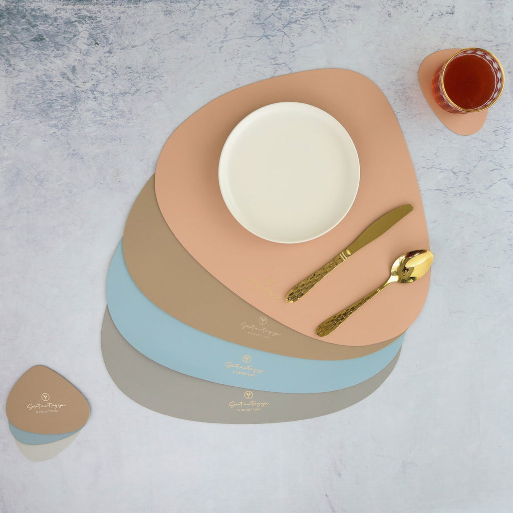 Pink Leather Dinner Mat Set of 4 Nestasia