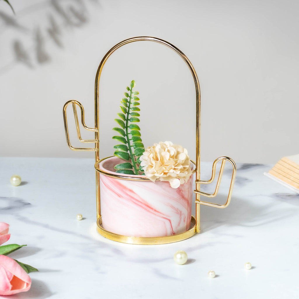 Cacti Frame Marble Ceramic Planter Pink Nestasia