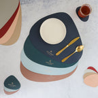 Dark Green Leather Dinner Mat Set of 4 Nestasia
