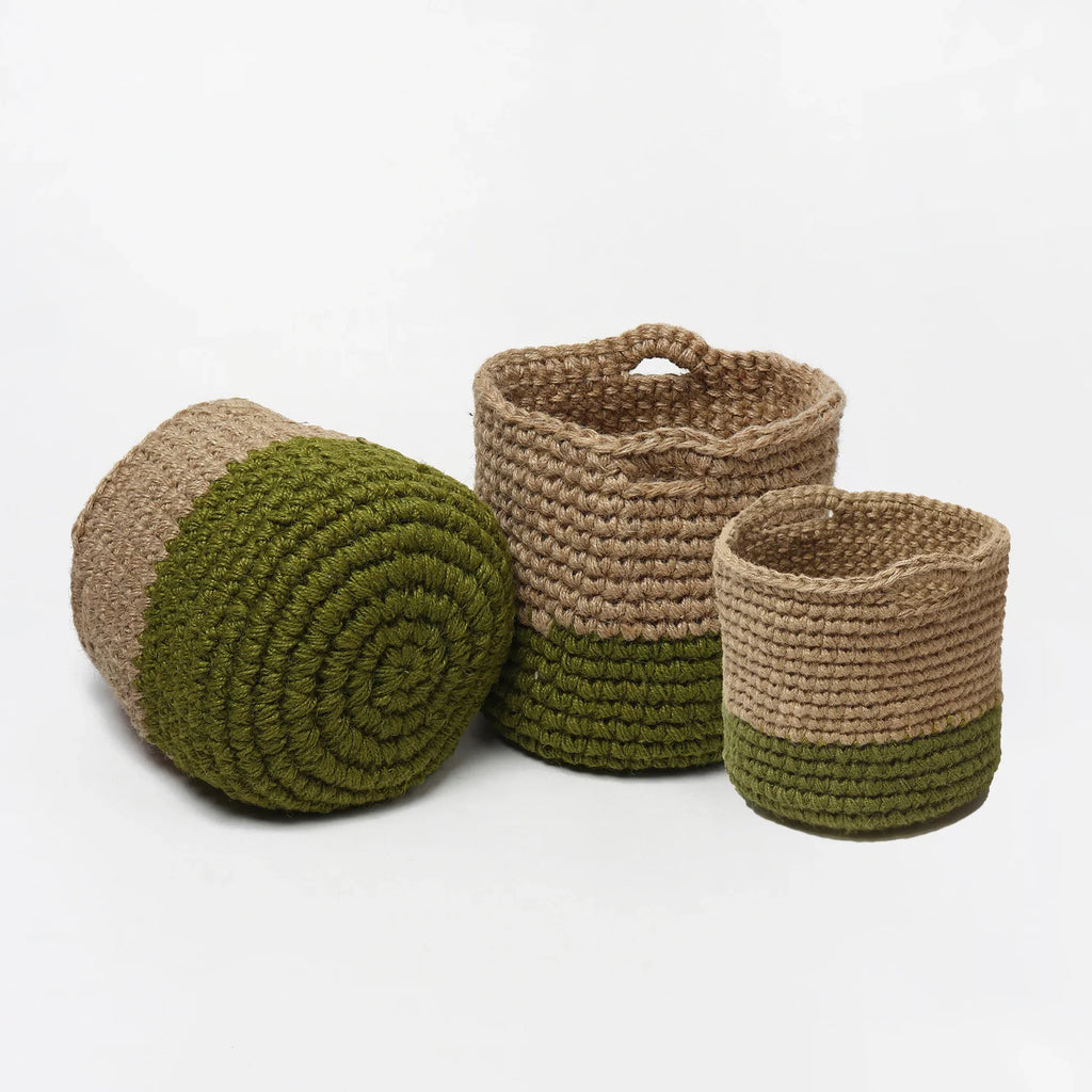 Rustic Set of 3 Jute Planter Basket for Versatile Home Use