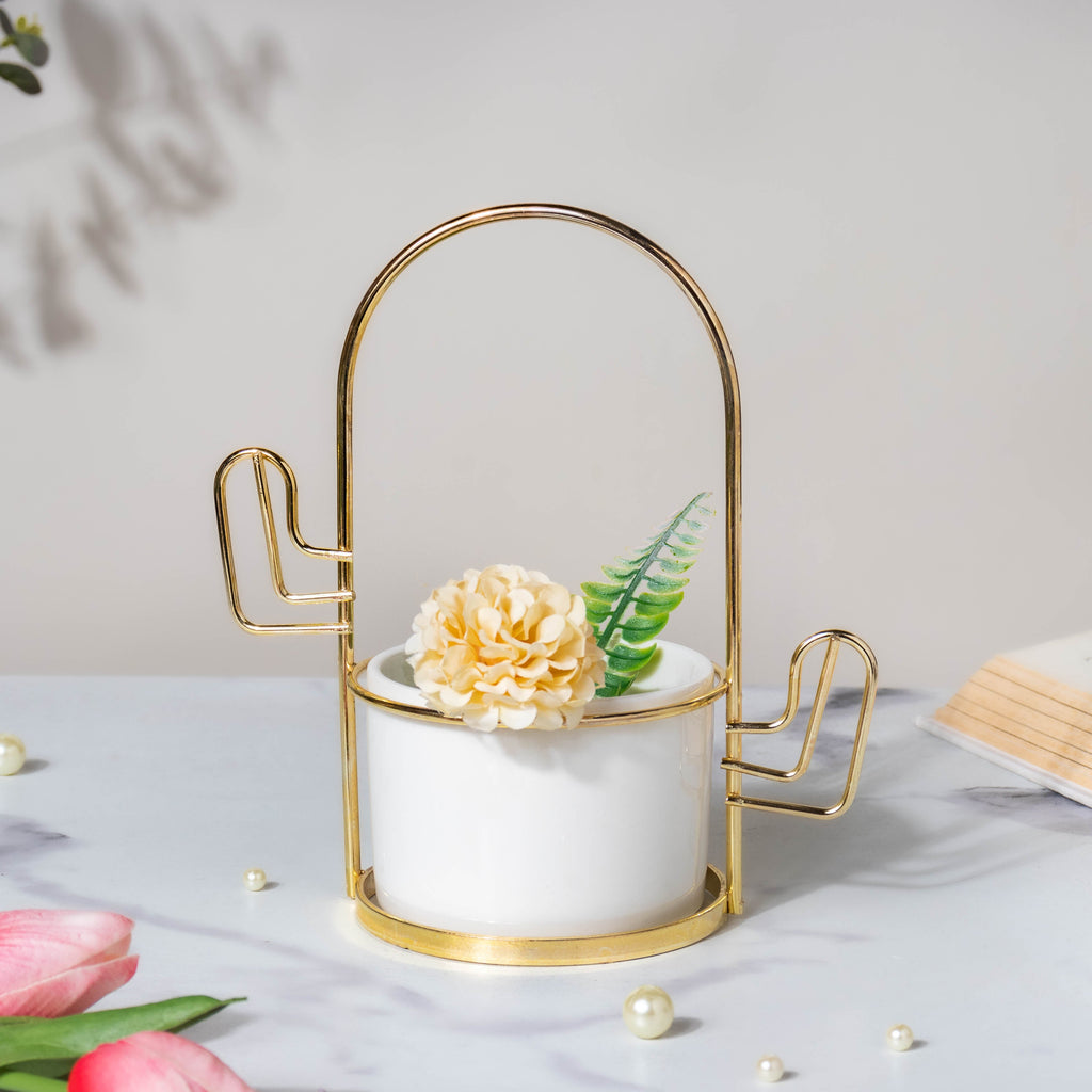 Cacti Frame Ceramic Planter White Nestasia