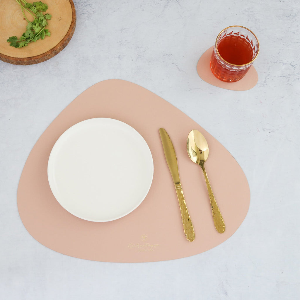 Pink Leather Dinner Mat Set of 4 Nestasia