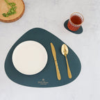 Dark Green Leather Dinner Mat Set of 4 Nestasia