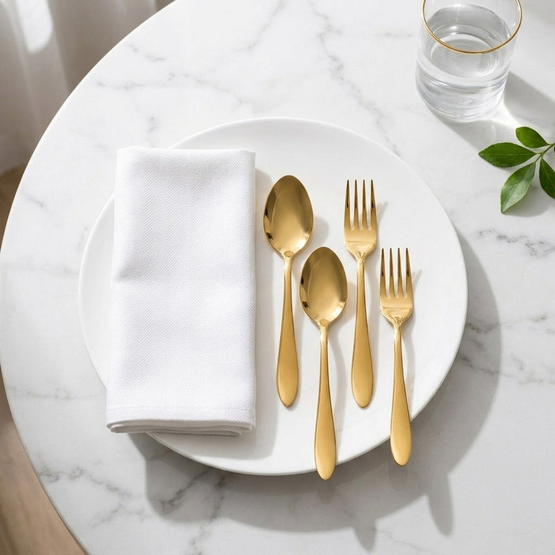 Gold PVD Coated Cutlery Set Of 12 Nestasia