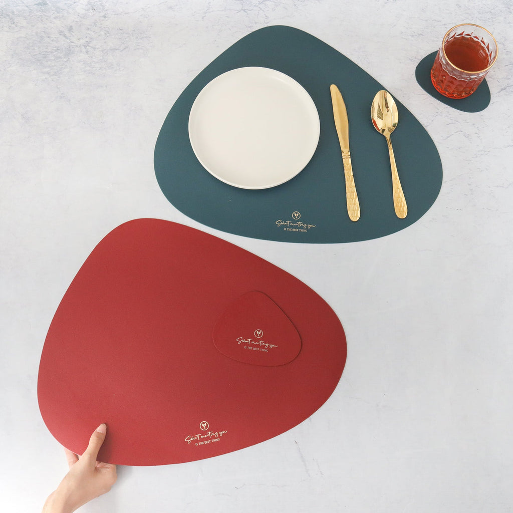 Maroon Leather Dinner Mat Set of 4 Nestasia