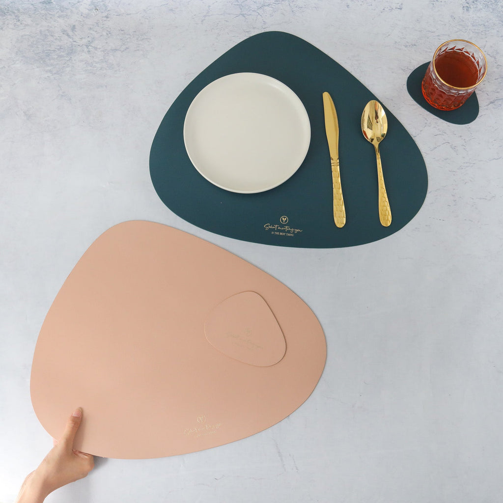 Pink Leather Dinner Mat Set of 4 Nestasia