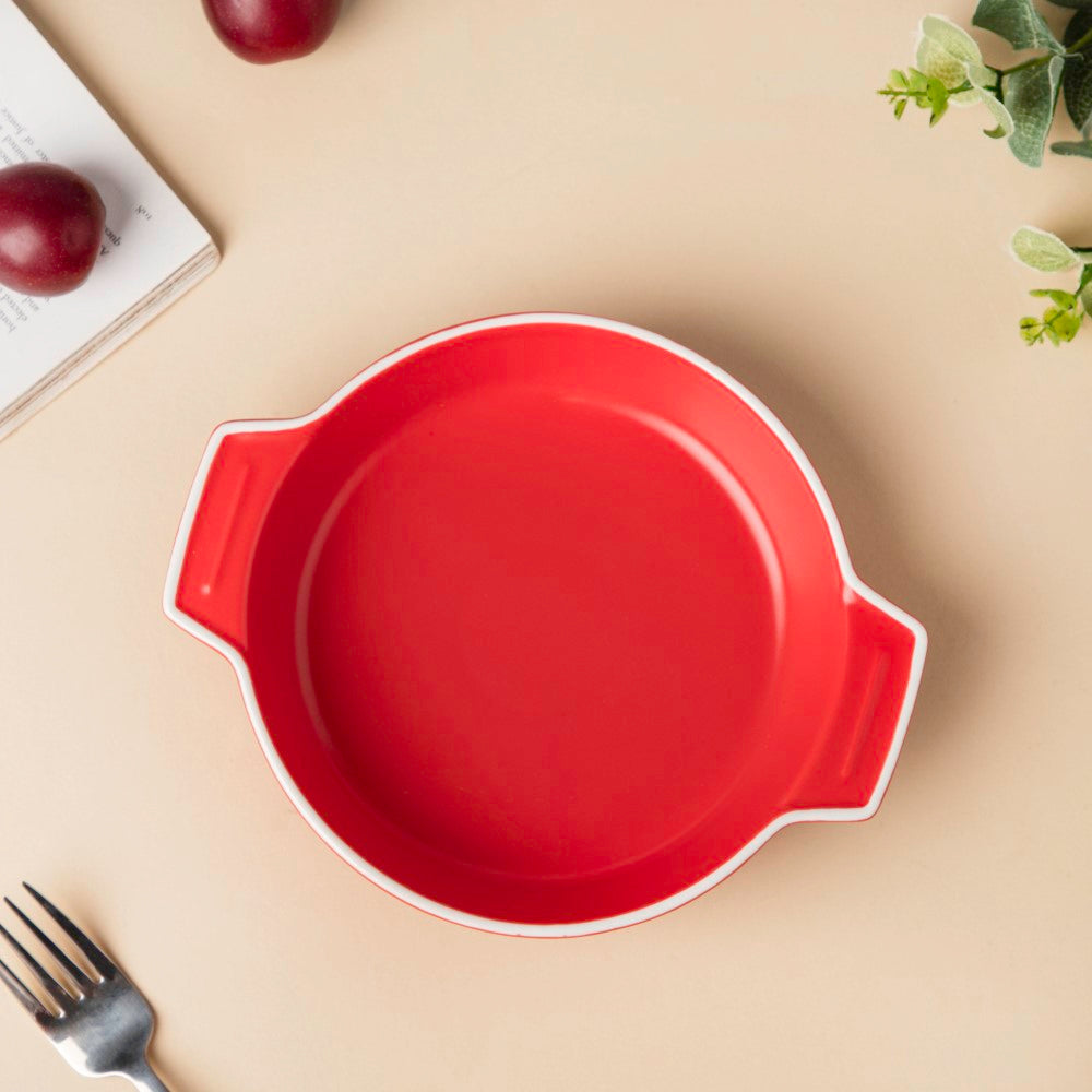 Ceramic Baking Pot Red Small 400ml Nestasia