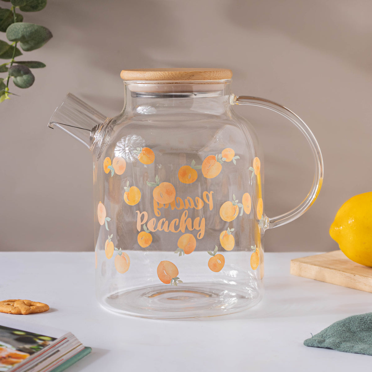Peach Glass Teapot Large Orange Nestasia