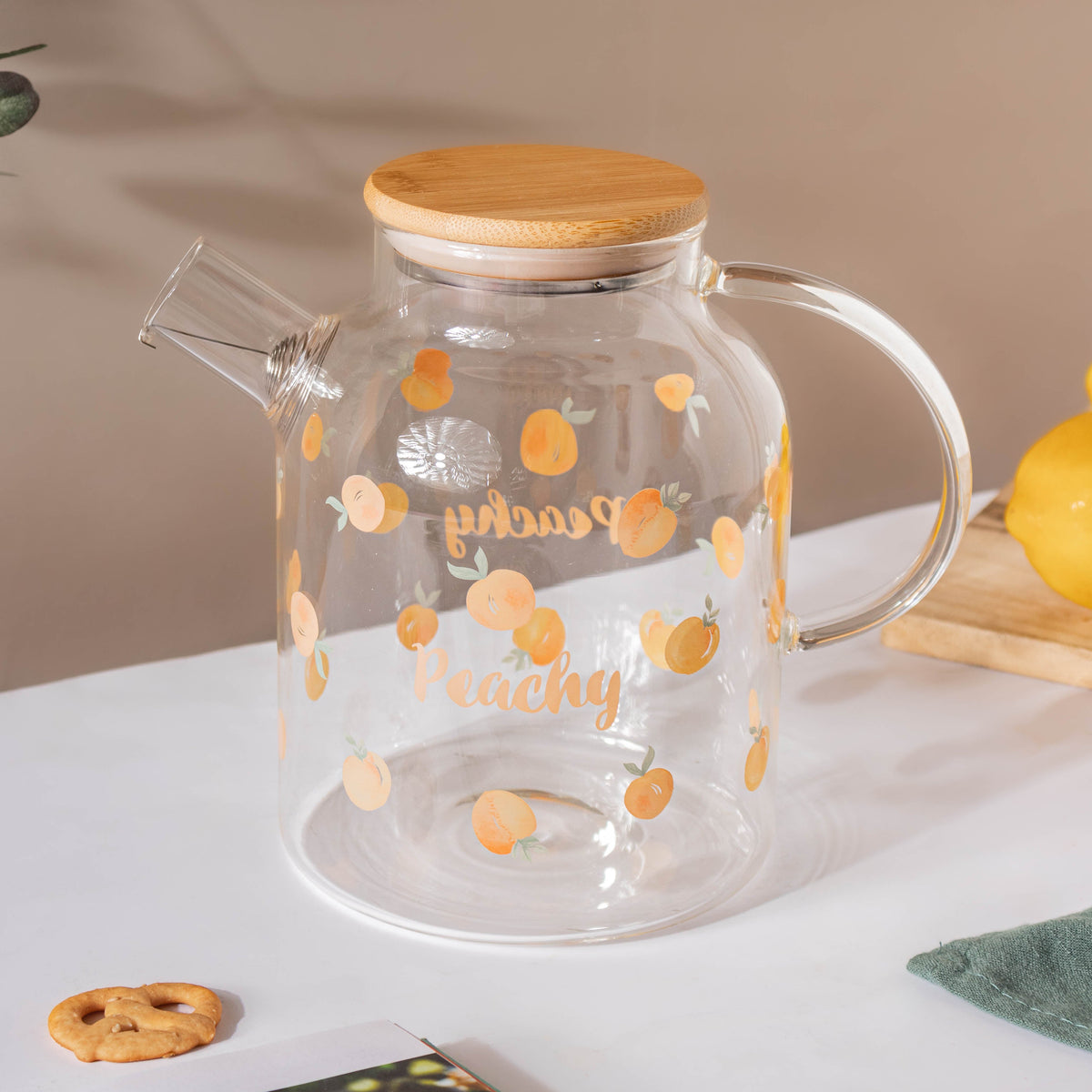 Peach Glass Teapot Large Orange Nestasia