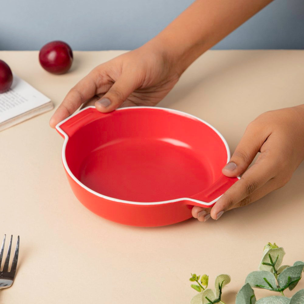 Ceramic Baking Pot Red Small 400ml Nestasia